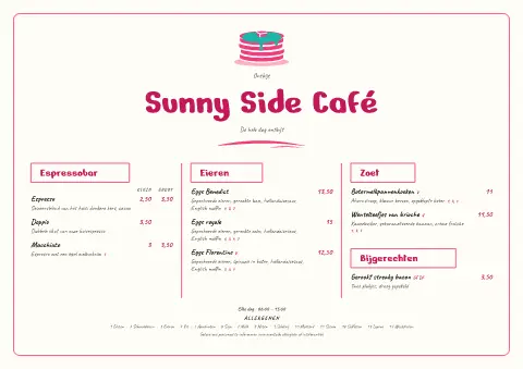 Doodle Sunrise – voorbeeld van menukaarttemplate