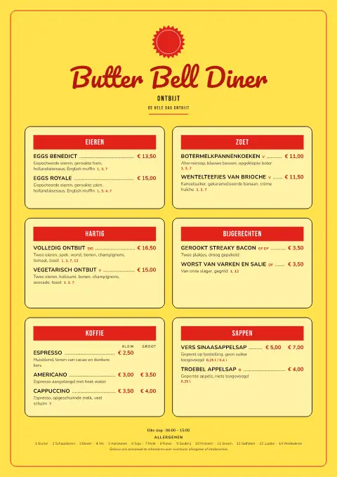 Lemon Jukebox – voorbeeld van menukaarttemplate