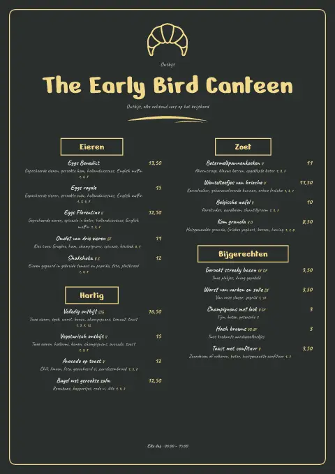 Chalk Rooster – voorbeeld van menukaarttemplate