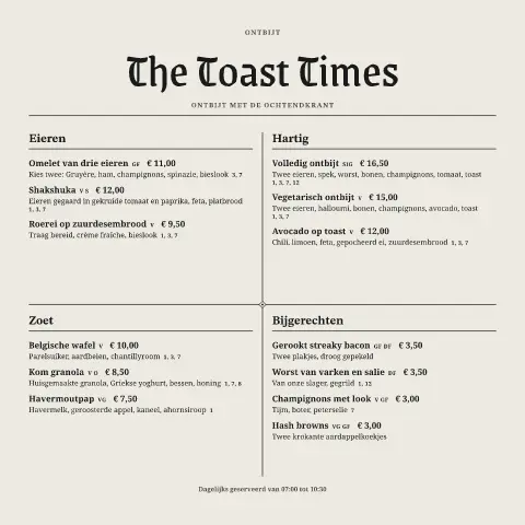 Morning Masthead – voorbeeld van menukaarttemplate