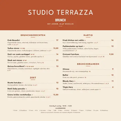 Sunday Terracotta – voorbeeld van menukaarttemplate