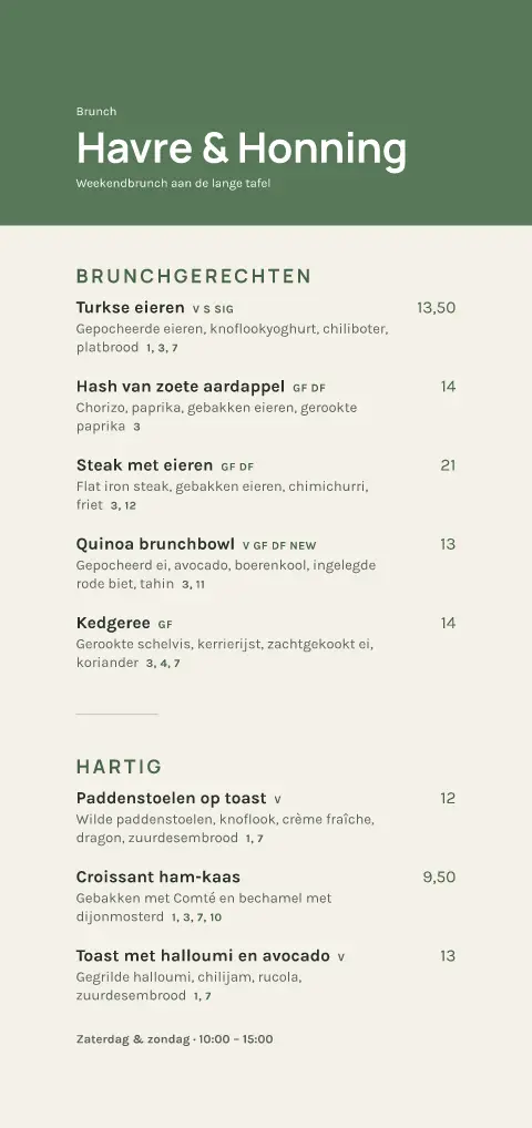 Sage Oatcake – voorbeeld van menukaarttemplate