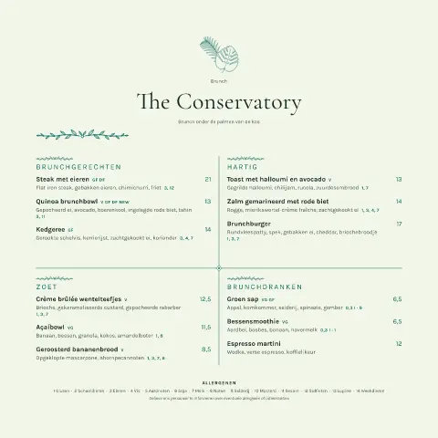 Palm House – voorbeeld van menukaarttemplate