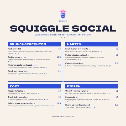 Zigzag Brunch – voorbeeld van menukaarttemplate