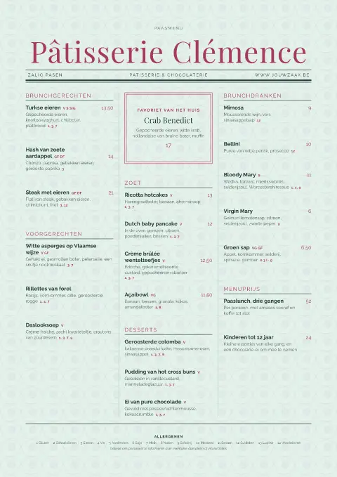 Spring Edition – voorbeeld van menukaarttemplate
