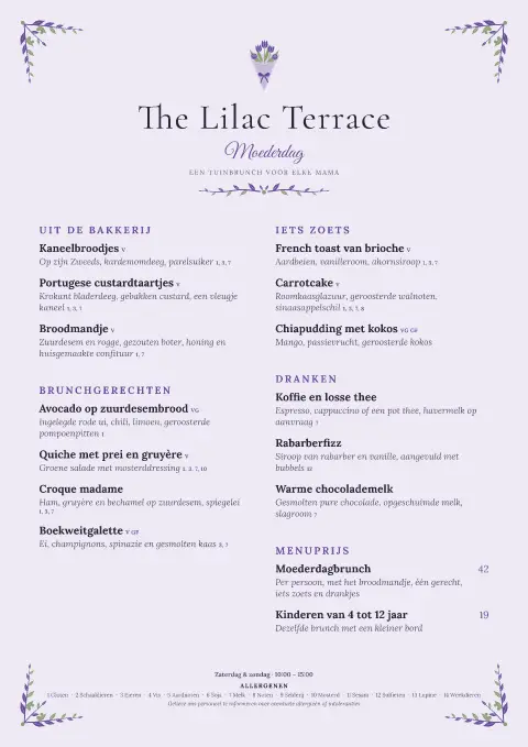 Lavender Posy – voorbeeld van menukaarttemplate