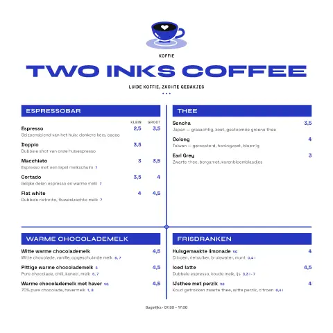 Ultramarine Moka – voorbeeld van menukaarttemplate