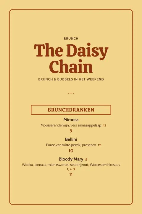 Disco Mimosa – voorbeeld van menukaarttemplate