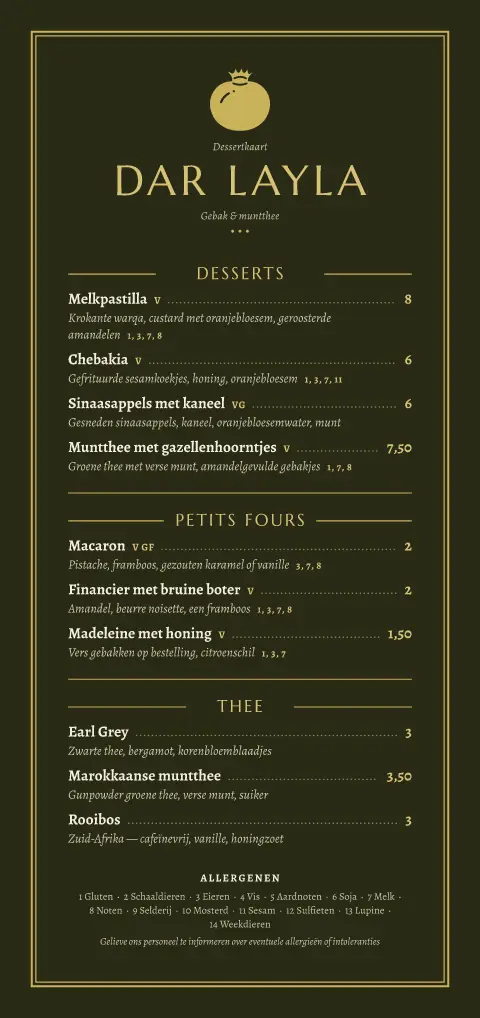 Pomegranate Night – voorbeeld van menukaarttemplate