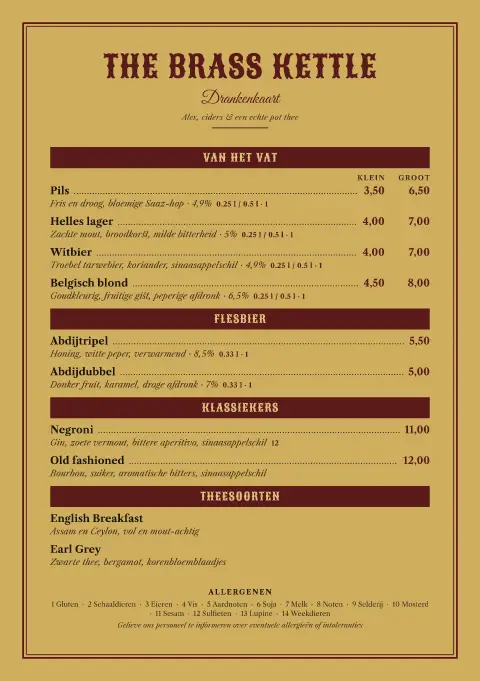 Gilt Taproom – voorbeeld van menukaarttemplate