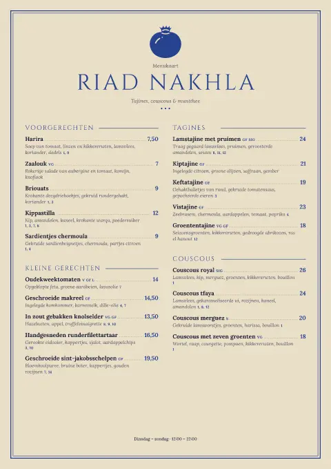 Lapis Riad – voorbeeld van menukaarttemplate
