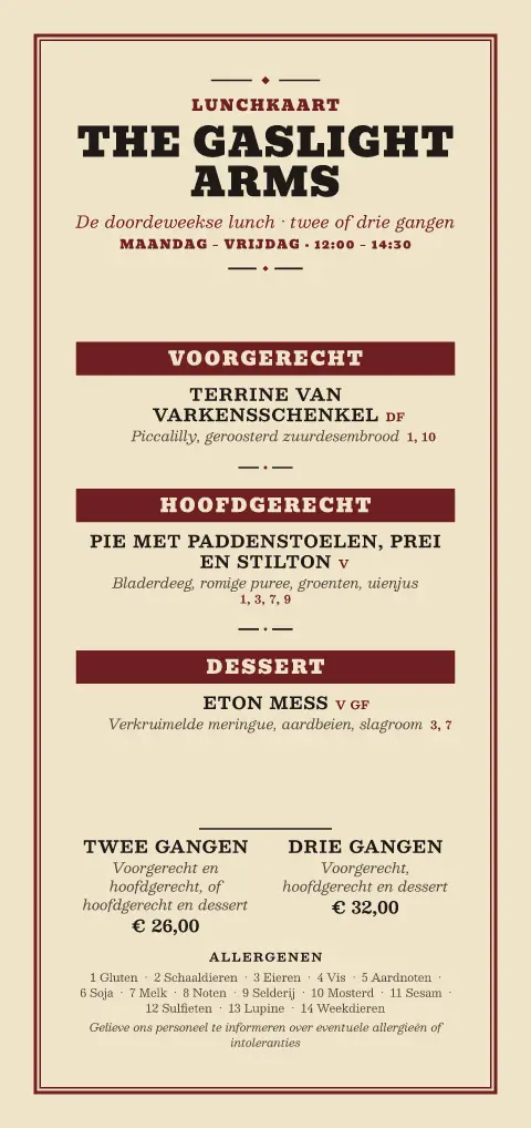 Gaslight Luncheon – voorbeeld van menukaarttemplate