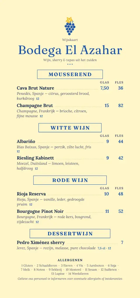 Patio Bodega – voorbeeld van menukaarttemplate