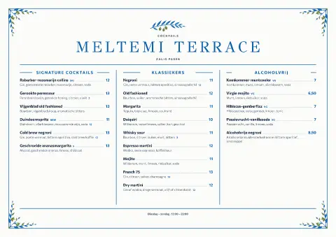 Whitewash Spring – voorbeeld van menukaarttemplate