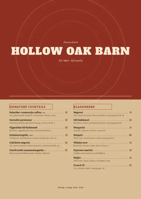 Hayloft Spritz – voorbeeld van menukaarttemplate