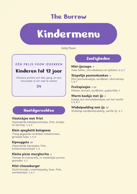Egg Hunt – voorbeeld van menukaarttemplate
