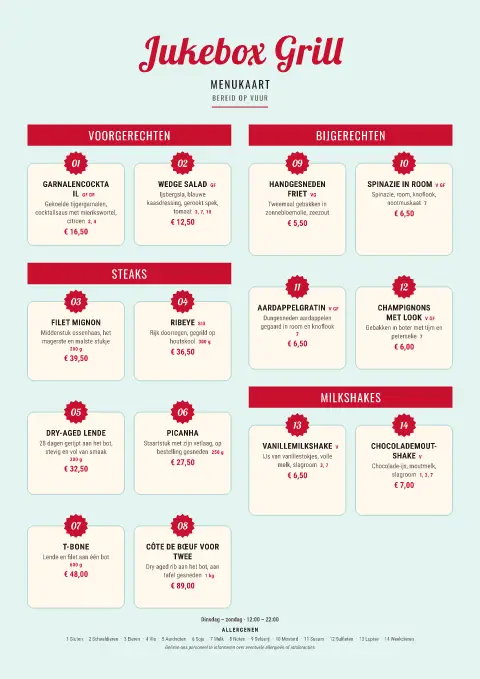 Chrome Cuts – voorbeeld van menukaarttemplate