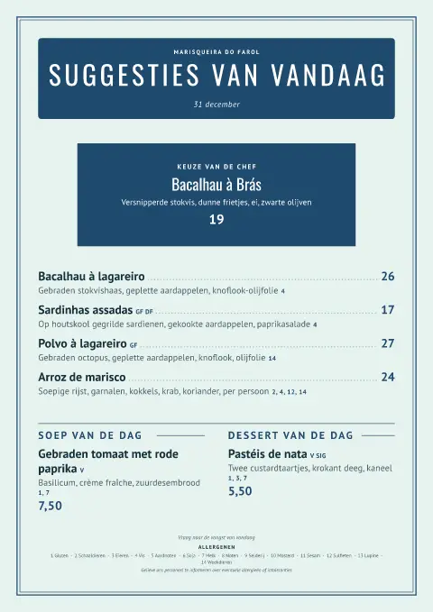 Lighthouse Catch – voorbeeld van menukaarttemplate