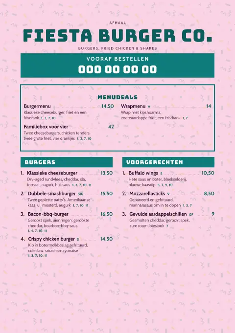 Fiesta Stack – voorbeeld van menukaarttemplate