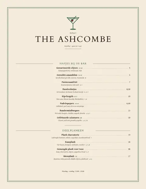 Copperplate Bar – voorbeeld van menukaarttemplate