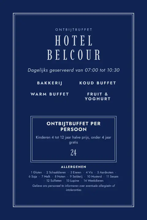 Sapphire Sunrise – voorbeeld van menukaarttemplate