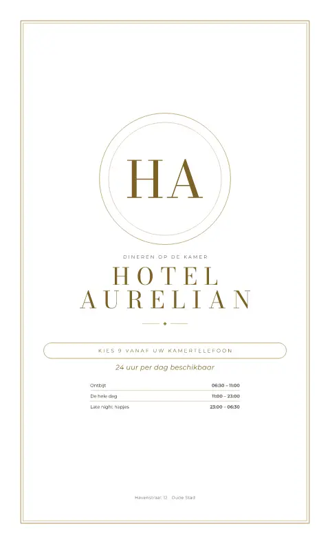 Gilded Bellhop – voorbeeld van menukaarttemplate