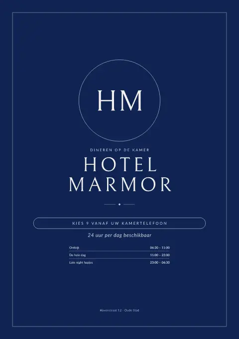Marble Midnight – voorbeeld van menukaarttemplate