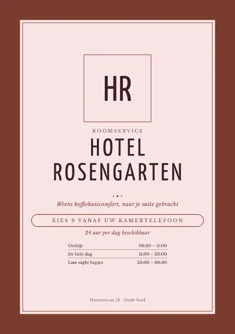 Rosé Bellhop – voorbeeld van menukaarttemplate