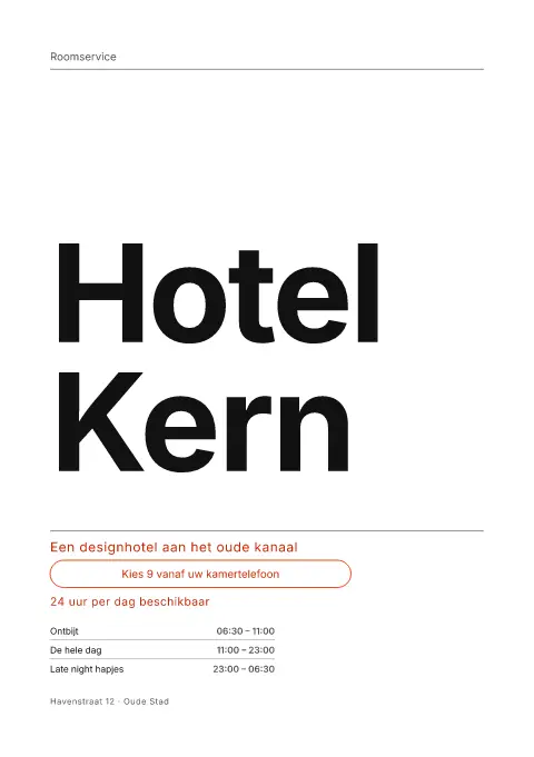 Signal Suite – voorbeeld van menukaarttemplate