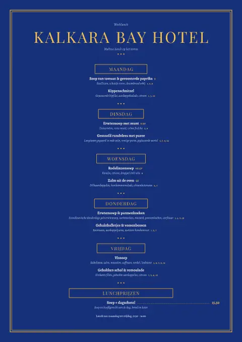 Valletta Weekdays – voorbeeld van menukaarttemplate