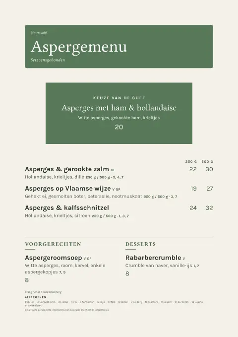 Sage Spears – voorbeeld van menukaarttemplate