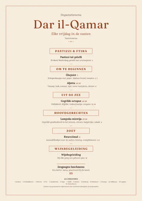 Terracotta Lent – voorbeeld van menukaarttemplate
