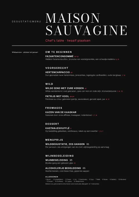 Noir Gibier – pagina 1 van de menukaarttemplate