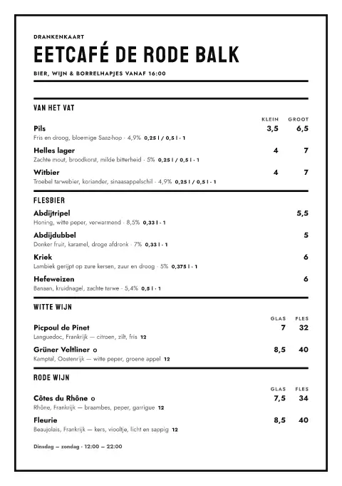 Borrel Block – voorbeeld van menukaarttemplate