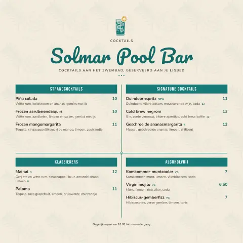 Poolside Palms – voorbeeld van menukaarttemplate