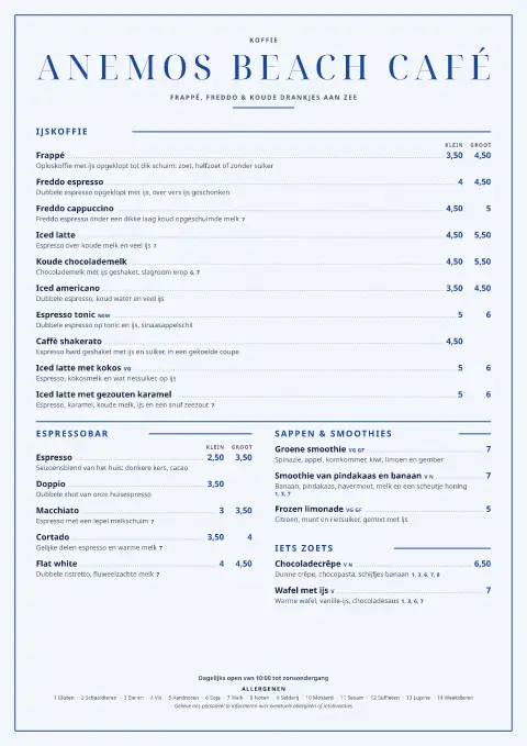 Cobalt Freddo – voorbeeld van menukaarttemplate