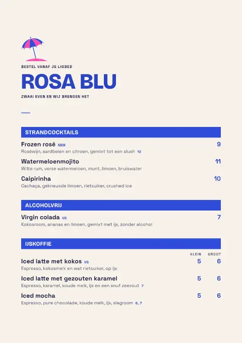 Pink Parasol – voorbeeld van menukaarttemplate
