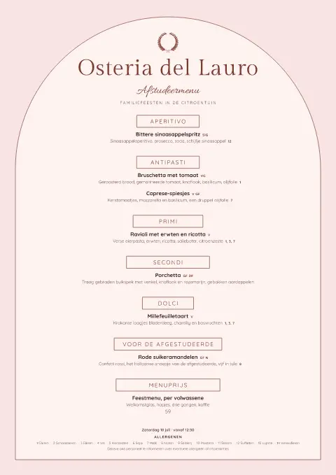 Laurel Crown – voorbeeld van menukaarttemplate