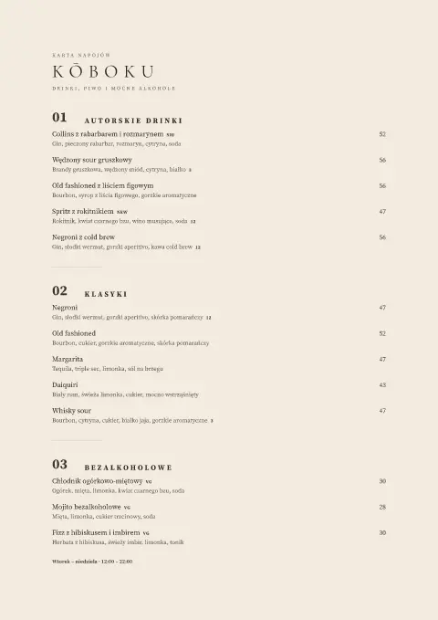 Grafitowy nalew – podgląd szablonu menu