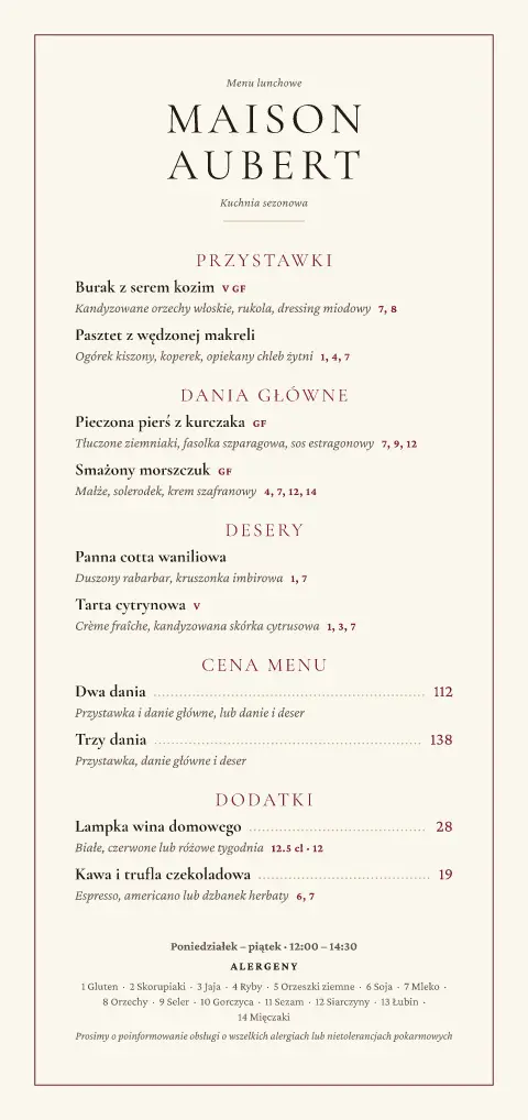 Bordowe południe – podgląd szablonu menu