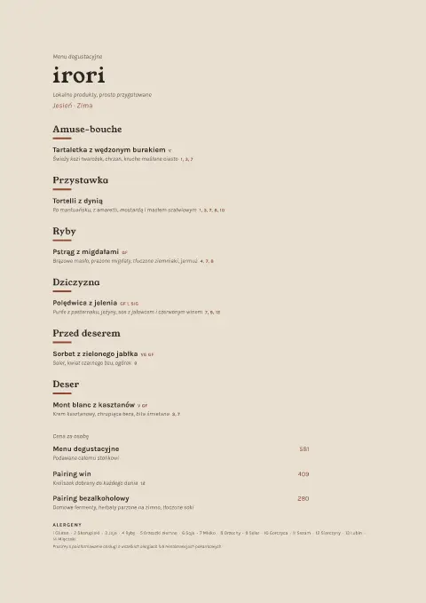 Jesienny piec – podgląd szablonu menu