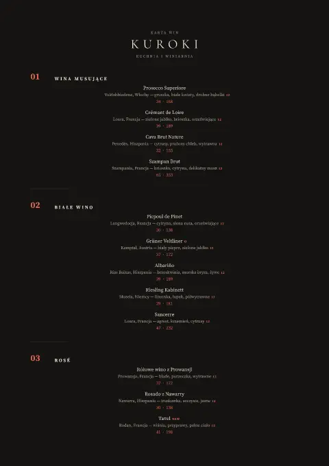 Tuszowa piwnica – podgląd szablonu menu
