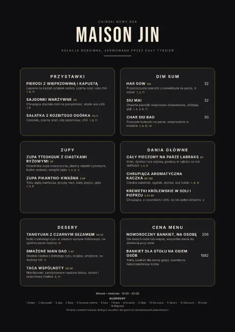 Północny bankiet – podgląd szablonu menu
