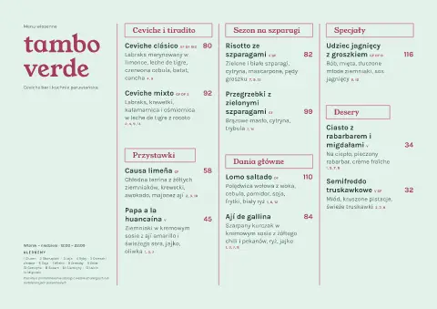 Miętowe tiradito – podgląd szablonu menu