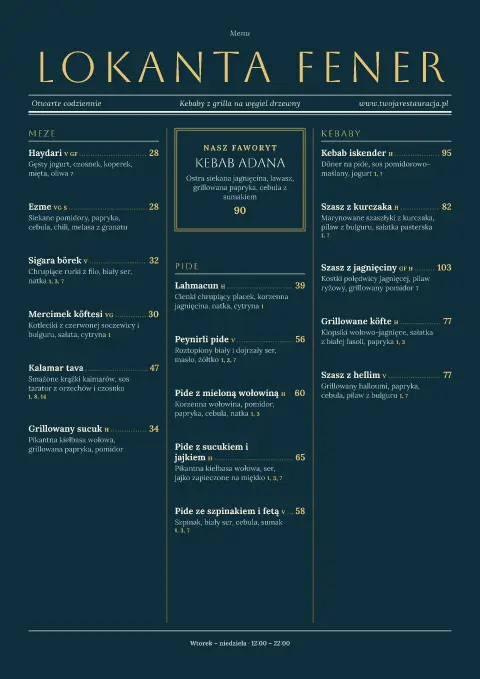 Dziennik Bosfor – podgląd szablonu menu