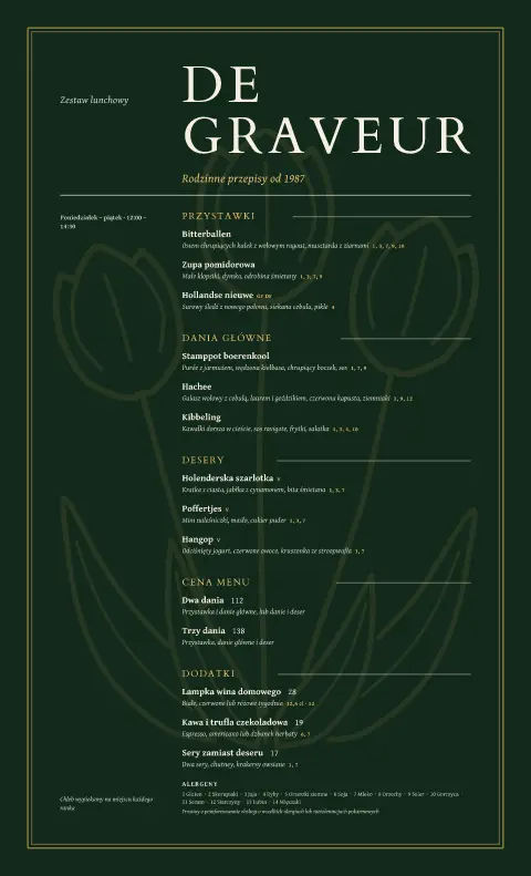 Rytowany tulipan – podgląd szablonu menu