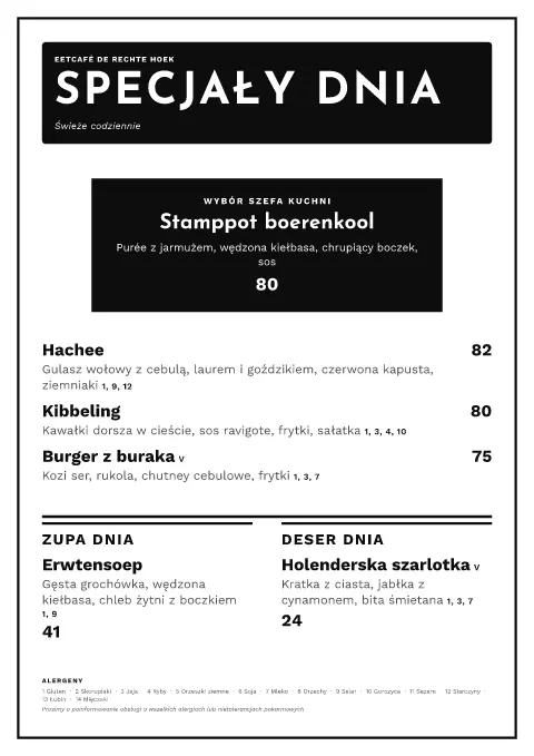 Kąt prosty – podgląd szablonu menu