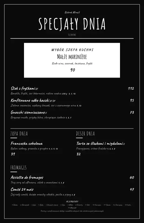 Czarny łupek – podgląd szablonu menu