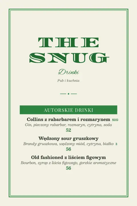 Szmaragdowy gaduła – podgląd szablonu menu