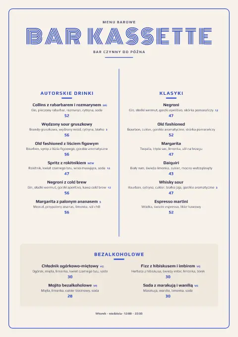 Kobaltowa kaseta – podgląd szablonu menu